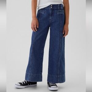 Girls Gap Kids High Rise Stride Wide-Leg ankle Jeans 12 Slim adjustable waist